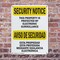 Signmission Electronic Surveillance Bilingual OSHA Security Notice Sign, Plastic, 7in W x 10in L, 2PK OS-2PACK-SN-P-710-L-11532 - alternate 6